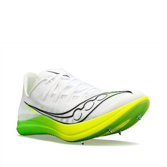 NEW SAUCONY men\'s endorphin cheetah spike shoes in white slime main image 5